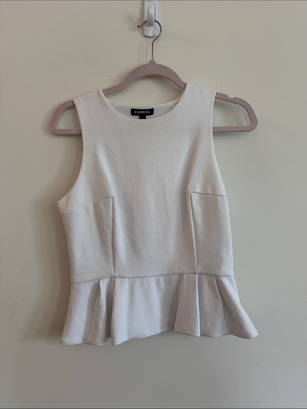 Express White Sleeveless Peplum Tank